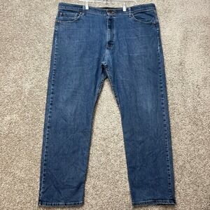 Wrangler Authentics Jeans Mens 42x32 Medium Wash Stretch Waistband Straight Leg